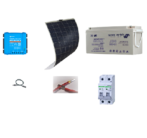 Kit solaire camping car 300WC panneau souple et 1KWH en plomb